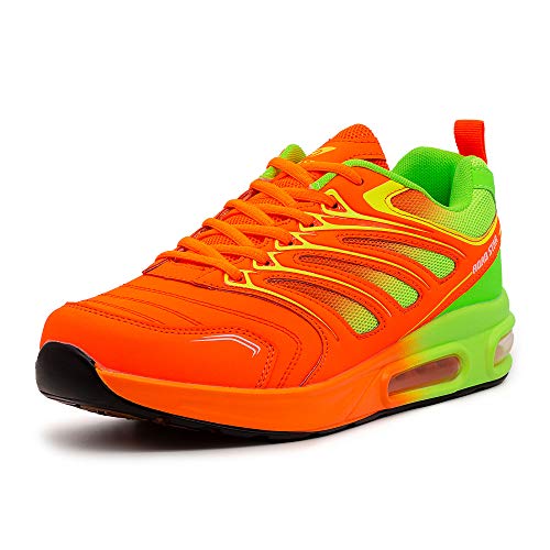 LEKANN 333 Herren Sportschuhe Laufschuhe Sneaker Dämpfung, Orange/Grün Gr. 45 EU von LEKANN