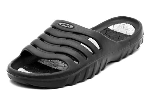 LEKANN 920 Herren Badelatschen Leichte Badeschlappen Sauna Dusch & Badeschuhe, Schwarz 42 EU von LEKANN