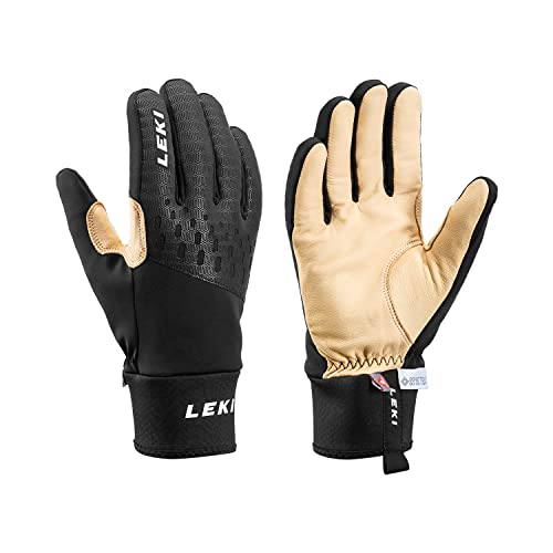 LEKI Nordic Thermo Premium Beige-Schwarz, Gore-Tex Fingerhandschuh, Größe 9 - Farbe Schwarz - Sand, 651904301 von LEKI