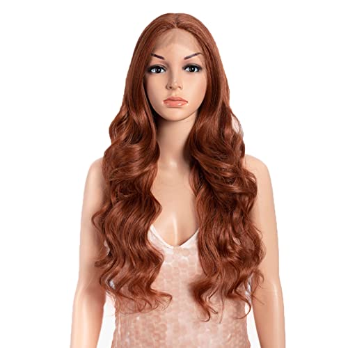 Perücke Ingwer-Perücke, lockiges, gewelltes Haar, synthetische Lace-Front-Perücken, Körperwelle, Ombré-Braun, Spitze-Perücken für schwarze Frauen, hitzebeständige Cosplay-Perücken für den täglichen Gebrauch von Mädchen von LELAMP