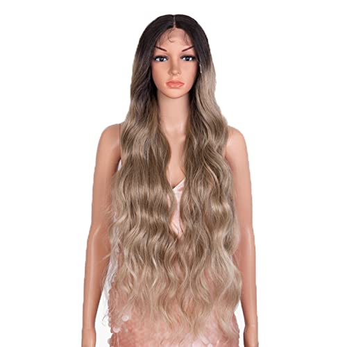 Perücke Perücken für Damen, hitzebeständig, synthetische Perücke, Lace-Front-Perücken, langer Körper, gewellte Spitze, braun, Ombré-Pink, Perücke, Cosplay-Perücken, hitzebeständig für den täglichen Gebrauch von Mädchen von LELAMP