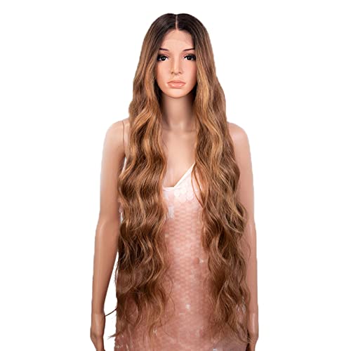 Perücke Perücken für Damen, hitzebeständig, synthetische Perücke, Lace-Front-Perücken, langer Körper, gewellte Spitze, braun, Ombré-Pink, Perücke, Cosplay-Perücken, hitzebeständig für den täglichen Gebrauch von Mädchen von LELAMP