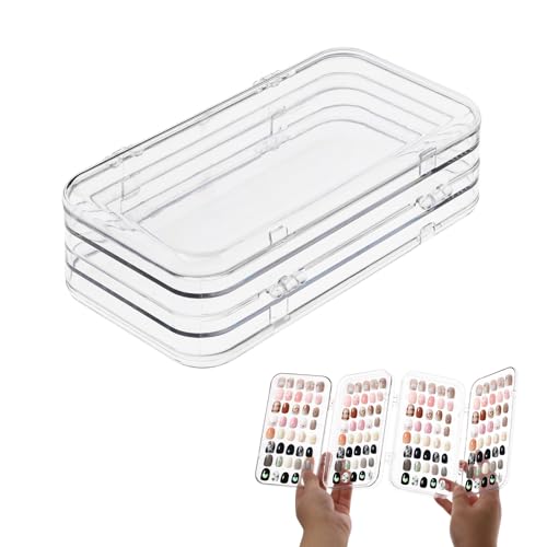 LELE LIFE Vierfach gefaltete Nagelverpackungsbox, faltbare, transparente Organizer-Hülle mit 6 Aufbewahrungsseiten, Ständer für künstliche Nägel, mit 2-seitigem Klebeband von LELE LIFE
