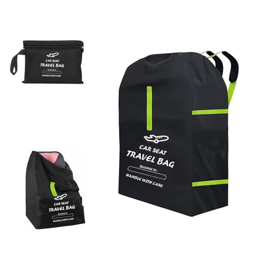 LELEWANGLUO Autositz-Reisetasche, tragbare Autositzbezug-Tasche für Flugzeug, große wasserdichte Gate Check-Tasche mit Schultergurt für Kindersitze, Schwarz , Minimalistisch von lelewangluo