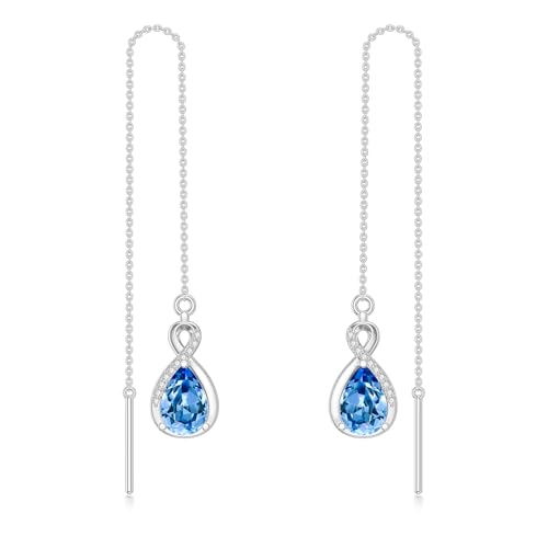 Aquamarin Blau Fädler Ohrringe 925 Sterling Silber Unendlichkeit März Blau Lange Kette Tropfen Ohr Linie Ohrringe Geburtstag Schmuck Geschenke für Frauen Aquamarin Blau Fädler Ohrringe 925 Sterling Silber Unendlichkeit März Blau Lange Kette Tropfen Ohr Linie Ohrringe Geburtstag Schmuck Geschenke für Frauen von LELOUCHY
