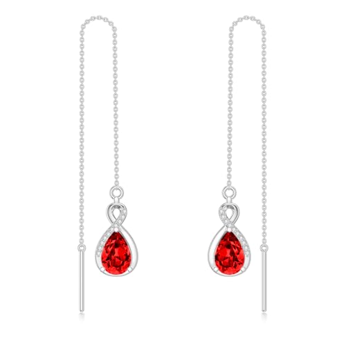 Granat Rote Fädler Ohrringe 925 Sterling Silber Infinity Januar Granat Lange Kette Tropfen Ohr Linie Ohrringe Geburtstag Schmuck Geschenke für Frauen von LELOUCHY