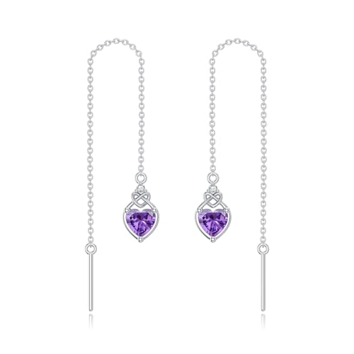 Herz Keltisch Kont Amethyst Lila Threader Ohrringe 925 Sterling Silber Feburary Birthstone Lange Kette Drop Ohr Linie Geburtstag Schmuck Geschenke für Frauen Herz Keltisch Kont Amethyst Lila Threader Ohrringe 925 Sterling Silber Feburary Birthstone Lange Kette Drop Ohr Linie Geburtstag Schmuck Geschenke für Frauen von LELOUCHY