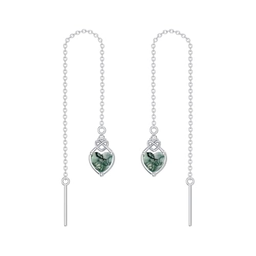 Herz Keltisch Kont Moos Achat Threader Ohrringe 925 Sterling Silber Grüner Achat Lange Kette Tropfen Ohr Linie Geburtstag Schmuck Geschenke für Frauen Herz Keltisch Kont Moos Achat Threader Ohrringe 925 Sterling Silber Grüner Achat Lange Kette Tropfen Ohr Linie Geburtstag Schmuck Geschenke für Frauen von LELOUCHY