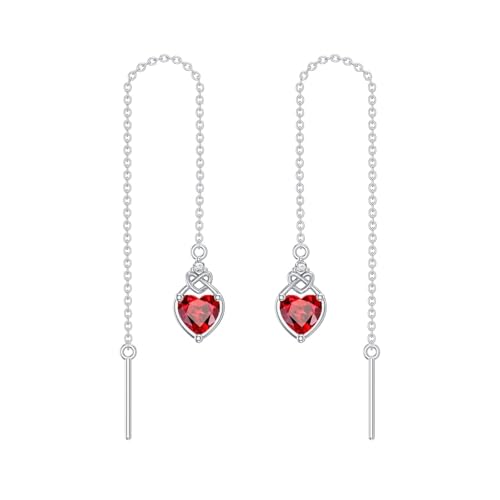 Herz keltischen Kont Granat rot Threader Ohrringe 925 Sterling Silber Januar Birthstone lange Kette Drop Ohr Linie Geburtstag Schmuck Geschenke für Frauen Herz keltischen Kont Granat rot Threader Ohrringe 925 Sterling Silber Januar Birthstone lange Kette Drop Ohr Linie Geburtstag Schmuck Geschenke für Frauen von LELOUCHY