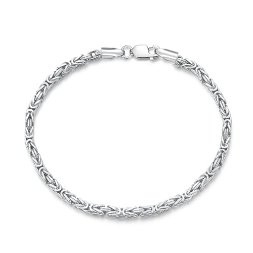 LELOUCHY Italien 2.4mm Byzantinische Kette Armband für Mann Echt 925 Sterling Silber 17 Zentimeter Link Byzantinisches Armband mit Karabinerverschluss LELOUCHY Italien 2.4mm Byzantinische Kette Armband für Mann Echt 925 Sterling Silber 17 Zentimeter Link Byzantinisches Armband mit Karabinerverschluss von LELOUCHY