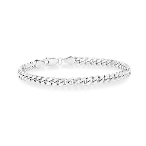 LELOUCHY Italien 5MM klobiges Panzerkettenarmband 925 Sterling Silber Kubanisches Armband mit Karabinerverschluss 18 CM für Männer Vater Ehemann von LELOUCHY