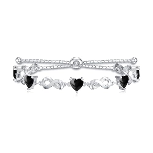 LELOUCHY Unendlichkeits Armband Schwarz Onyx 925 Sterling Silber Herz Schwarz Onyx Armband für Frauen LELOUCHY Unendlichkeits Armband Schwarz Onyx 925 Sterling Silber Herz Schwarz Onyx Armband für Frauen von LELOUCHY
