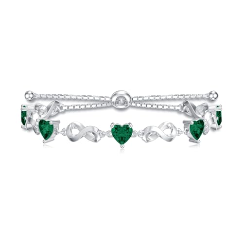 LELOUCHY Unendlichkeits Armband Smaragdgrün aus 925er Sterlingsilber mit Geburtsstein für Mai verstellbares Armband Schmuckgeschenke für Frauen LELOUCHY Unendlichkeits Armband Smaragdgrün aus 925er Sterlingsilber mit Geburtsstein für Mai verstellbares Armband Schmuckgeschenke für Frauen von LELOUCHY
