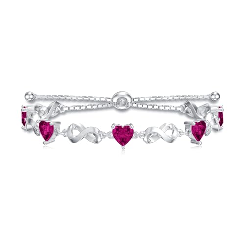LELOUCHY Unendlichkeits Armband in Rubinrot aus 925er Sterlingsilber mit Geburtsstein für Juli verstellbares Armband Schmuck Geschenke für Frauen LELOUCHY Unendlichkeits Armband in Rubinrot aus 925er Sterlingsilber mit Geburtsstein für Juli verstellbares Armband Schmuck Geschenke für Frauen von LELOUCHY