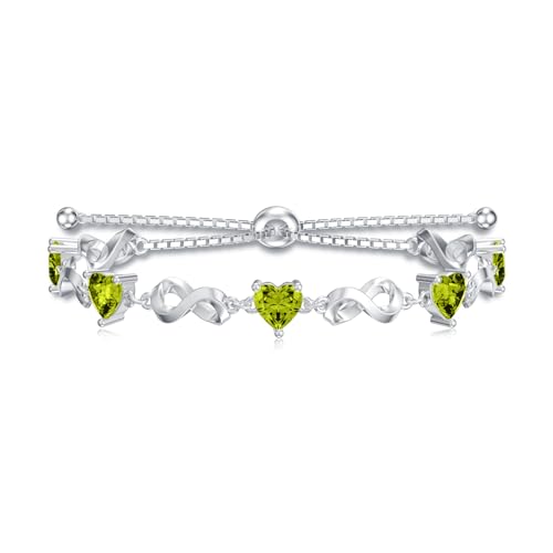 LELOUCHY Unendlichkeits Peridot Grün Armband aus 925er Sterlingsilber mit August-Geburtsstein verstellbares Armband Schmuckgeschenke für Frauen LELOUCHY Unendlichkeits Peridot Grün Armband aus 925er Sterlingsilber mit August-Geburtsstein verstellbares Armband Schmuckgeschenke für Frauen von LELOUCHY