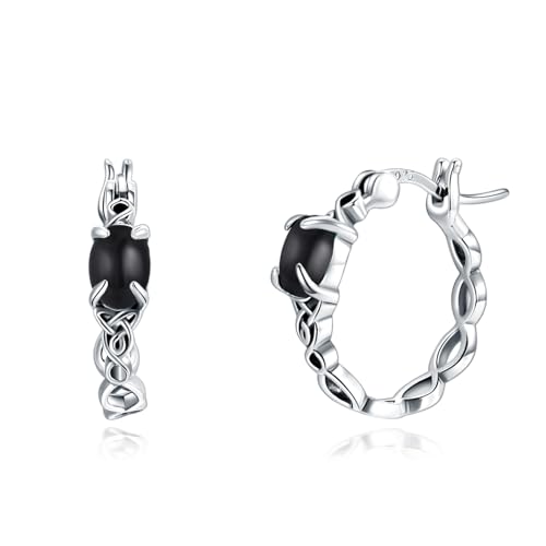 Vintage Celtic Knot mit schwarzem Onyx Ohrringe 925 Sterling Silber Oval Cut Schwarz Onyx Ohrringe Schmuck für Frauen von LELOUCHY