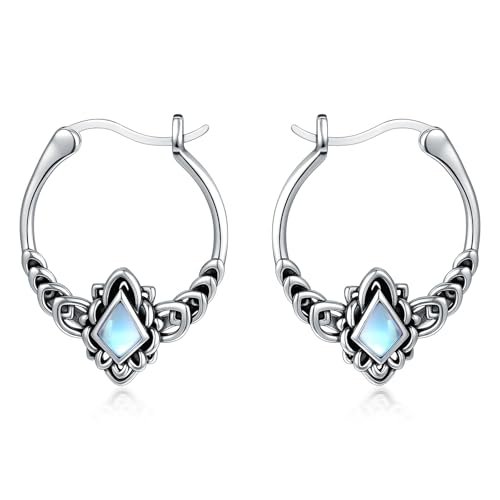 Vintage Kite Schnitt Mondstein Reif Ohrringe 925 Sterling Silber Retro Filigrane Mondstein Ohrringe für Frauen von LELOUCHY