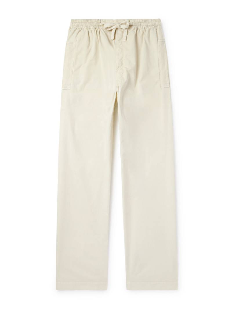LEMAIRE - Straight-Leg Cotton-Twill Drawstring Trousers - Men - Neutrals - XL von LEMAIRE