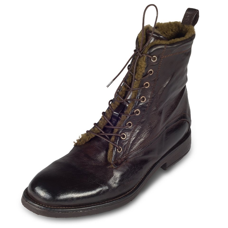 LEMARGO Stiefel Herren dunkelbraun "ebano", Lammfell, Leder stonewashed Stiefel Handgefertigt in Italien von LEMARGO