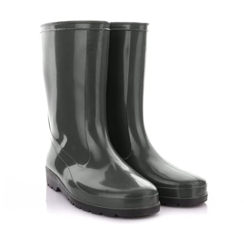 LEMIGO Damen Gummistiefel Wasserdicht Halbohe Regenstiefel Gartenschuhe Grün Schwarz IGA 36-42 EU (Grün, EU Schuhgrößensystem, Erwachsene, Numerisch (von/bis), M, 41, 42) von LEMIGO