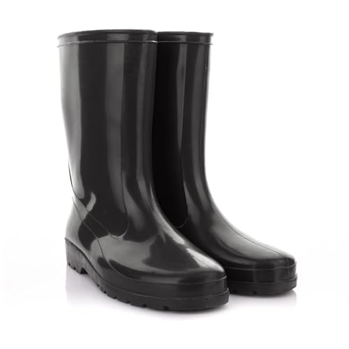 LEMIGO Damen Gummistiefel Wasserdicht Halbohe Regenstiefel Gartenschuhe Grün Schwarz IGA 36-42 EU (Schwarz, EU Schuhgrößensystem, Erwachsene, Numerisch (von/bis), M, 36, 37) von LEMIGO