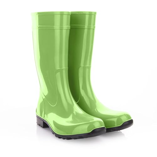 LEMIGO Damen Gummistiefel Wasserdicht Hohe Regenstiefel Gartenschuhe 967 Ilse (Grün, 36) von LEMIGO