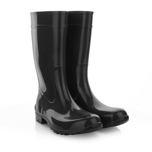 LEMIGO Damen Gummistiefel Wasserdicht Hohe Regenstiefel Gartenschuhe 967 Ilse (Schwarz, 42) von LEMIGO