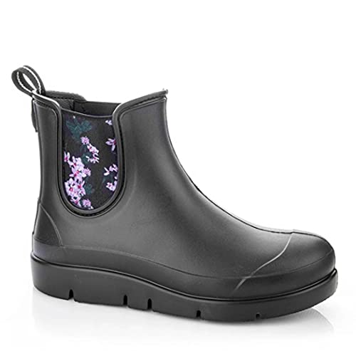 LEMIGO Damen kurze EVA Gummistiefel Gummistiefeletten Chelsea Boots Stella (36, schwarz) von LEMIGO