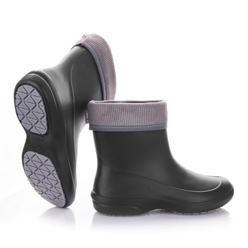 LEMIGO Damen Superleichte Rutschfeste Arbeitsschuhe Arbeitsstiefel Gummistiefel Mit Futter und zusätzlichen Einlagen 36-41 EU (Schwarz, 38) von LEMIGO
