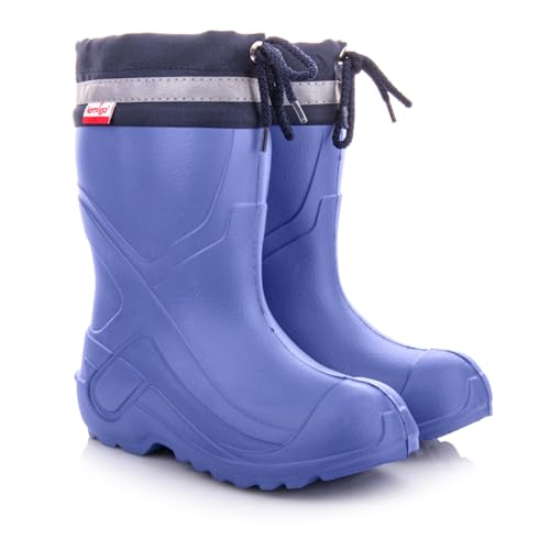 LEMIGO federleichte EVA Jungen Mädchen Gummistiefel mit Stulpe Camp (blau, 32/33) von LEMIGO