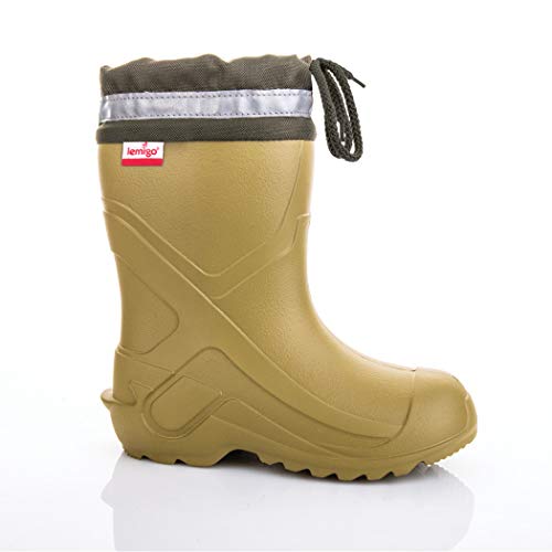 LEMIGO federleichte Eva Jungen Mädchen Gummistiefel mit Stulpe Camp (Oliv, 28/29) von LEMIGO