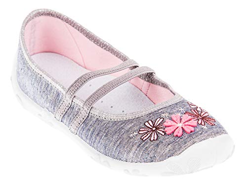 LEMIGO I.T.G. Mädchen Ballerinas Lola 566 Hausschuhe (28, Grau Blumen) von LEMIGO