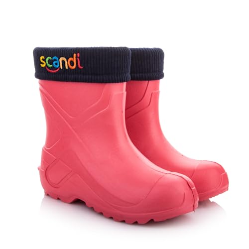 LEMIGO Kinder EVA Gummistiefel Gefüttert Filzisolierte Schaumstoff Stiefel 24-37 EU (Rosa Bunte Stickerei, numeric_24) von LEMIGO