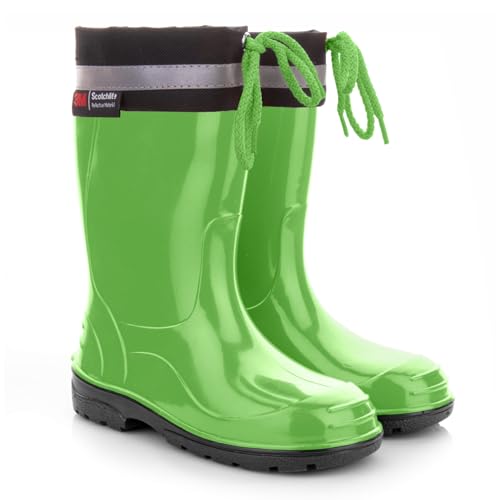 LEMIGO Kinder Gummistiefel Regenstiefel mit Stulpe KIM (34, grün) von LEMIGO
