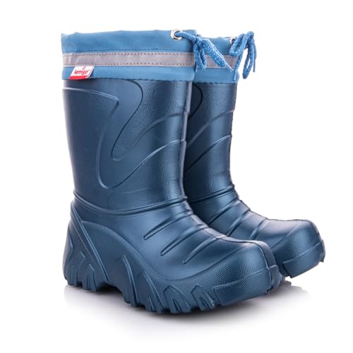 LEMIGO Kinder Unisex Warme EVA Gummistiefel Herausnehmbarer Wollisolierung Schneestiefel 22-37 EU (Marineblau, eu_footwear_size_system, toddler, numeric_range, medium, numeric_24, numeric_25) von LEMIGO