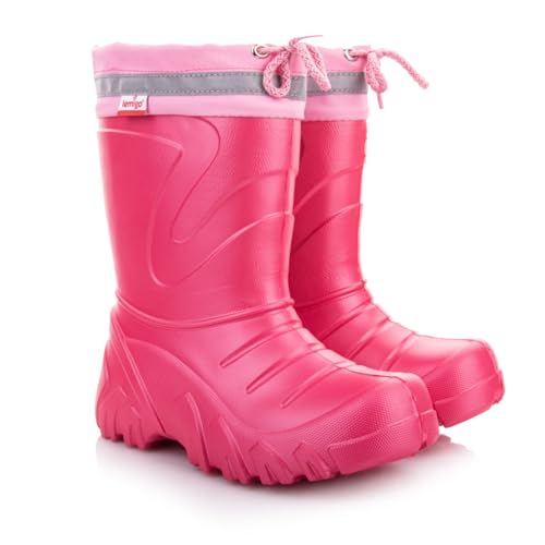 LEMIGO Kinder Unisex Warme EVA Gummistiefel Herausnehmbarer Wollisolierung Schneestiefel 22-37 EU (Rosa, eu_footwear_size_system, toddler, numeric_range, medium, numeric_28, numeric_29) von LEMIGO