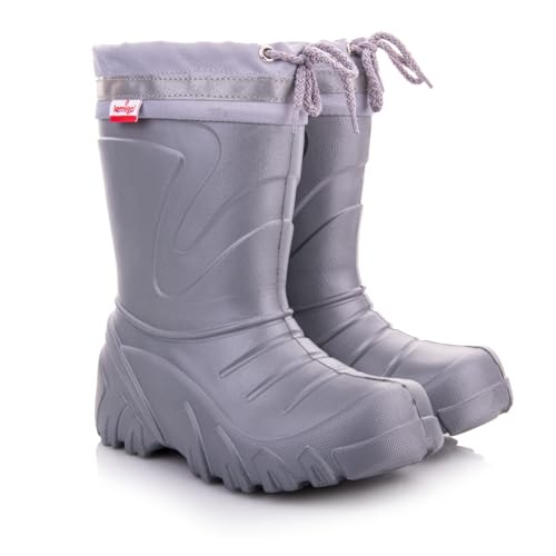 LEMIGO Kinder Unisex Warme EVA Gummistiefel Herausnehmbarer Wollisolierung Schneestiefel 22-37 EU (Silber, eu_footwear_size_system, toddler, numeric_range, medium, numeric_26, numeric_27) von LEMIGO