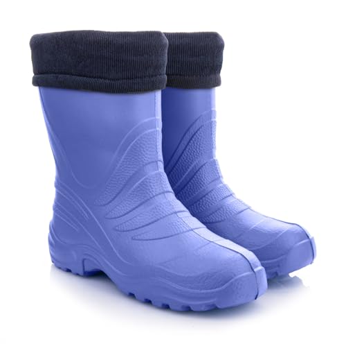 LEMIGO Unisex Kinder EVA Gummistiefel Gefüttert Leichte Warme Regenstiefel Jungen Mädchen TERMIX 861 22-37 EU (Blau, 28/29) von LEMIGO