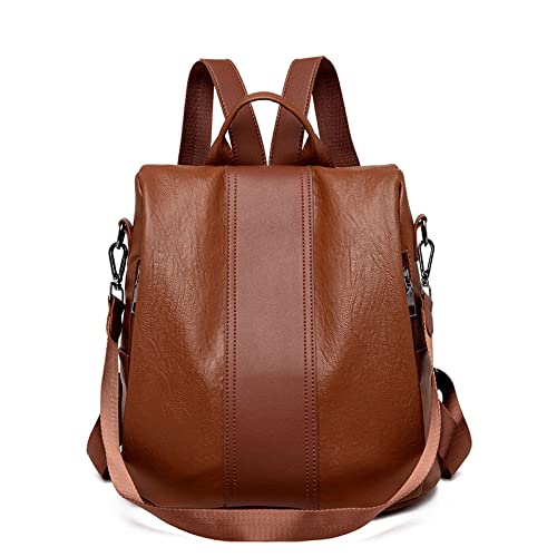 LEMITA Anti-Diebstahl-Rucksack Designer Große Rucksack Umhängetasche Frauen Rucksack für Schule Stil Ledertasche, Braun, 31 * 15 * 31cm von LEMITA