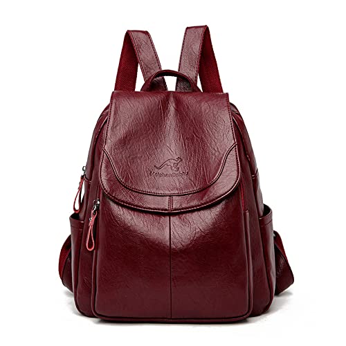 LEMITA Damen Rucksack Damen Umhängetasche Reisetasche College-Rucksack, Weinrot, 30Cm*26Cm*12Cm von LEMITA