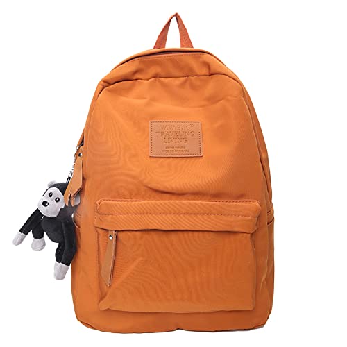 LEMITA Rucksack Nylon Frauen Rucksack Anti-Diebstahl Schultertasche Schultasche Schule Backapck Frau, Orange, 28 * 11 * 40CM von LEMITA