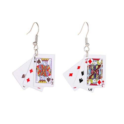 1 Paar Damen Poker Ohrringe, Casino Kostüm Damen, Las Vegas Outfit, Herz-Design Casino Outfit, Dame Poker Kostüm, Las Vegas Damenoutfit von LEMLIN