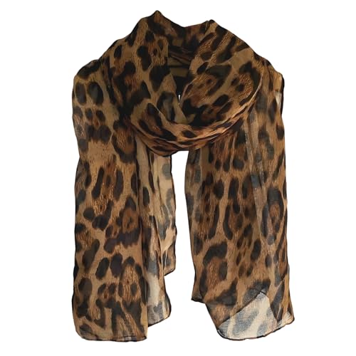 Damen Schal mit Leopard Muster,Elegantes Halstuch aus weicher Bali-Viskose,Zeitloser Leopardenprint für Herbst,Winter und Sommer,Vielseitig als Stola,Bandana oder Wrap tragen,Atmungsaktiv und leicht von LEMLIN