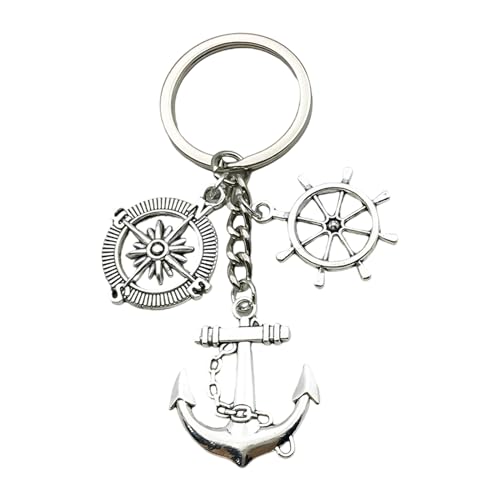 LEMLIN 1 Stück Maritime Schlüsselanhänger-Set – mit Anker, Steuerrad und Kompass-Formen. Das ideale Geschenk für Segelliebhaber, Bootsbesitzer und Autofahrer. von LEMLIN