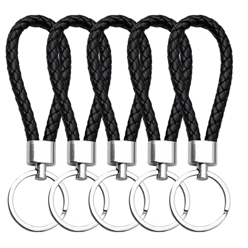 5 Stück Geflochtenes Leder Schlüsselanhänger, Leder Auto Schlüsselanhänger für Auto, Motorrad und Zuhause, Universell für Männer und Frauen, Schwarz 5 Stück Geflochtenes Leder Schlüsselanhänger, Leder Auto Schlüsselanhänger für Auto, Motorrad und Zuhause, Universell für Männer und Frauen, Schwarz von LEMLIN