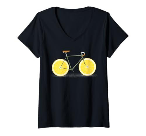 Damen Zitronen Fahrrad X Sommer Rad Lemon Bike Lustige Radfahrer T-Shirt mit V-Ausschnitt Damen Zitronen Fahrrad X Sommer Rad Lemon Bike Lustige Radfahrer T-Shirt mit V-Ausschnitt von LEMON BIKE CYCLING X Zitronenfahrrad Radfahrerin