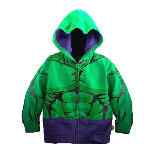 LEMONBABY Coole Jacke für kleine Kinder, Jungen, Sweatshirt, Hoodie, Mantel, Kostüm, Hulk, 7 Jahre von LEMONBABY