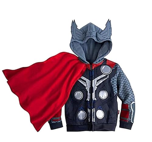 LEMONBABY Little Kids Unisex Jungen Mädchen Superhelden-Jacke Sweatshirt Hoodie Mantel Kostüm, Thor, 5 Jahre von LEMONBABY