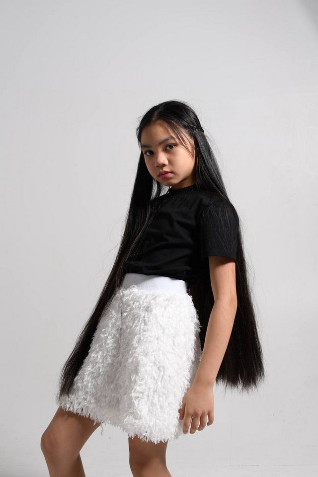 LEMONI A-Linien-Rock Rock mit Federimitation für Teenager Mädchen mit Federimitation von LEMONI