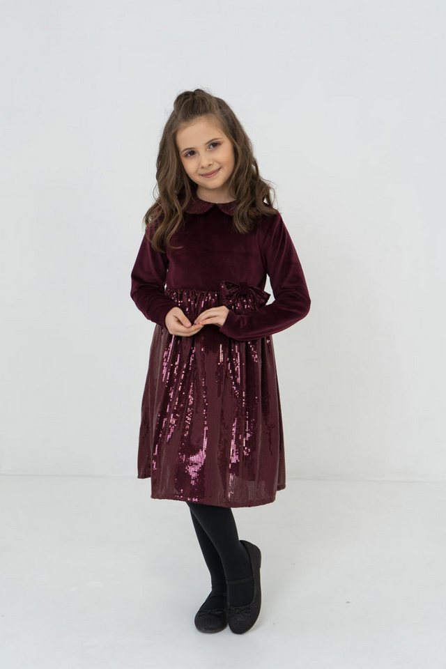 LEMONI Babydollkleid Festliches Velourskleid mit Pailletten-Rock für Mädchen mit Pailletten-Rock LEMONI Babydollkleid Festliches Velourskleid mit Pailletten-Rock für Mädchen mit Pailletten-Rock von LEMONI
